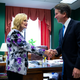 Sen. Cindy Hyde-Smith (R-MS) greets Supreme Court nominee Judge Brett Kavanaugh, in her office on Capitol Hill, on July 25, 2018 in Washington, DC.